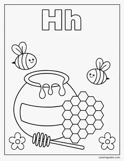 H Is for Honey coloring page
