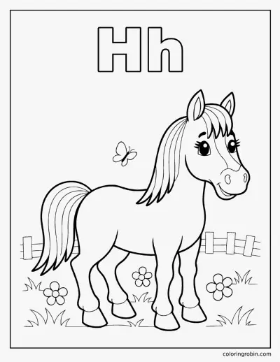 H Is for Horse coloring page