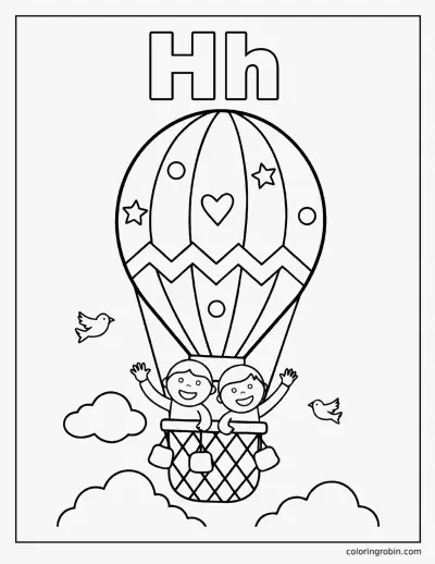 H Is for Hot Air Balloon coloring page