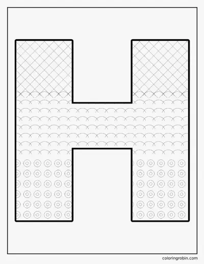 Patterned Letter H coloring page