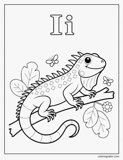 I Is for Iguana coloring page