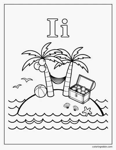 I Is for Island coloring page