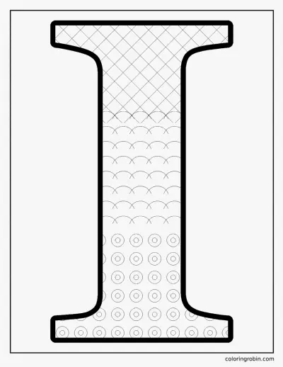 Patterned Letter I coloring page