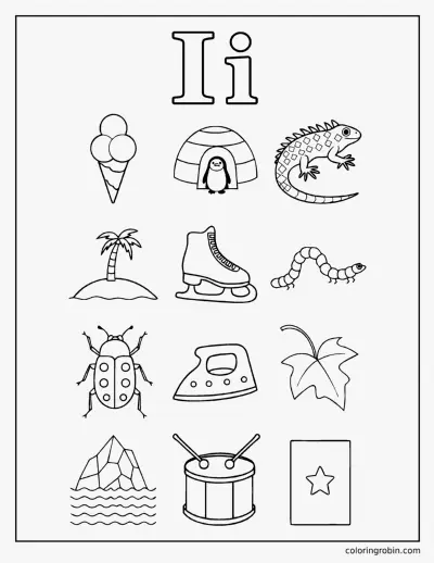 Twelve I Words coloring page