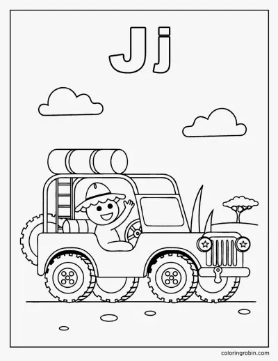 J Is for Jeep coloring page