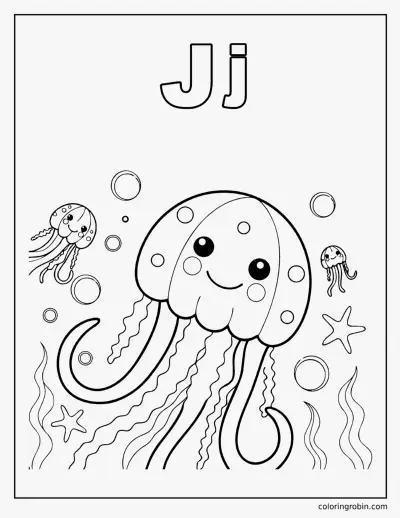 J Is for Jellyfish coloring page