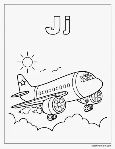J Is for Jet coloring page