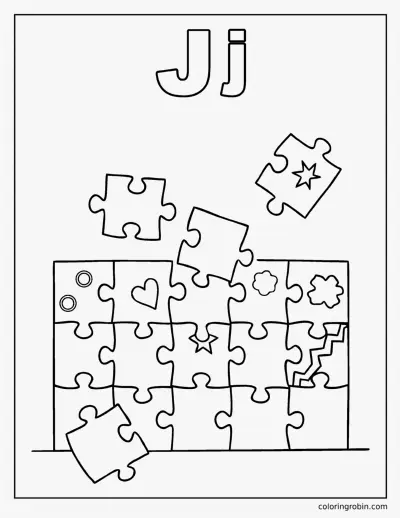 J Is for Jigsaw coloring page