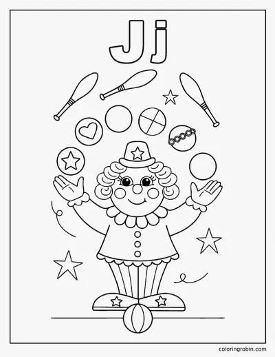 J Is for Juggler coloring page