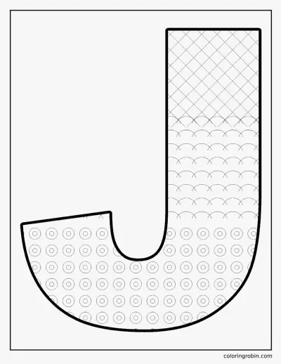 Patterned Letter J coloring page