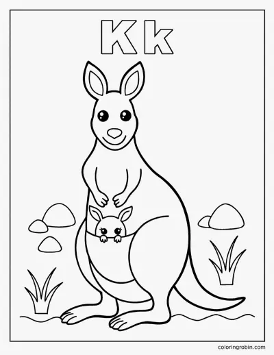 K Is for Kangaroo coloring page