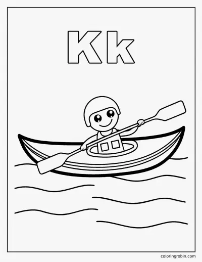 K Is for Kayak coloring page