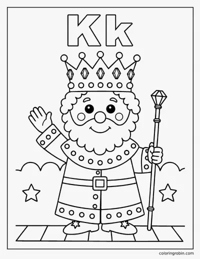 K Is for King coloring page