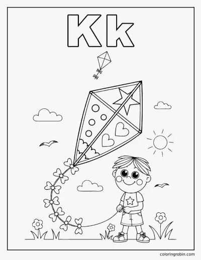 K Is for Kite coloring page