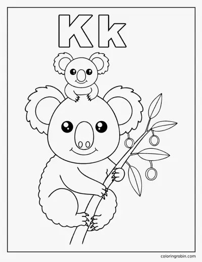 K Is for Koala coloring page
