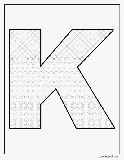 Patterned Letter K coloring page