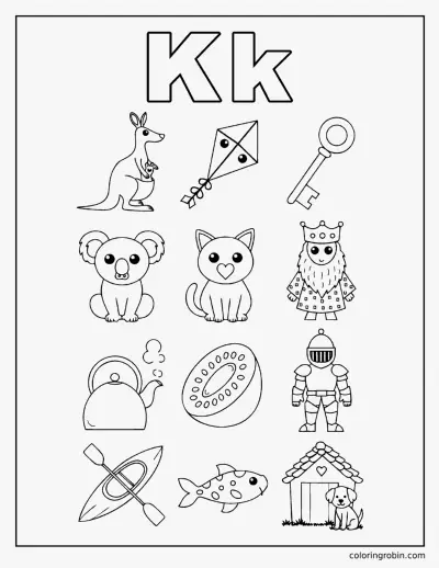 Twelve K Words coloring page