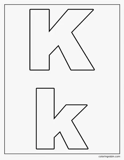 Uppercase and Lowercase K coloring page