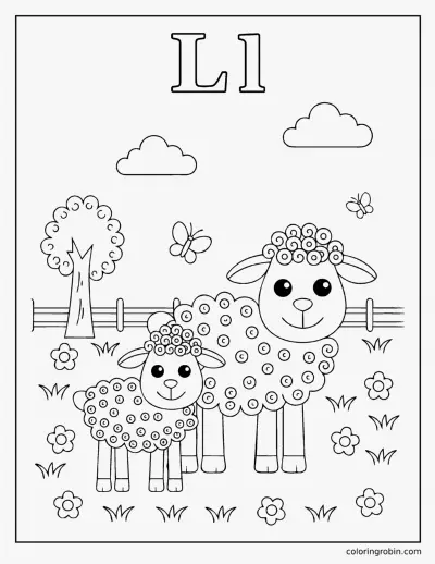 L Is for Lamb coloring page