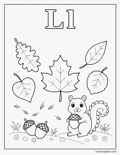 L Is for Leaf coloring page