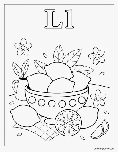 L Is for Lemon coloring page