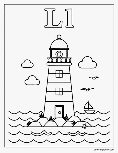 L Is for Lighthouse coloring page