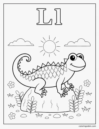 L Is for Lizard coloring page