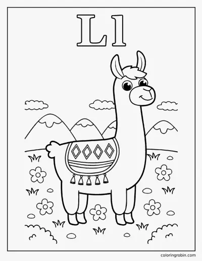L Is for Llama coloring page