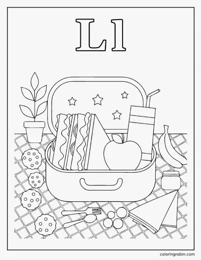 L Is for Lunchbox coloring page