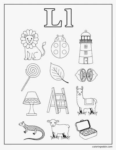 Twelve L Words coloring page