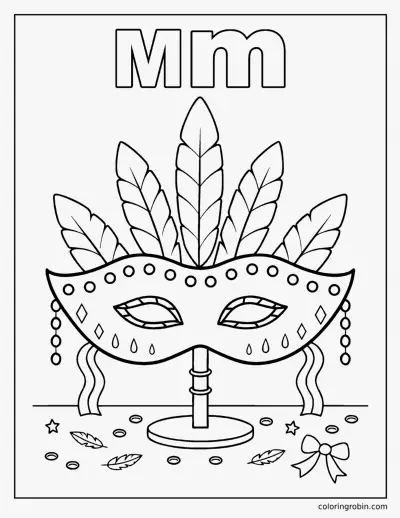M Is for Mask coloring page