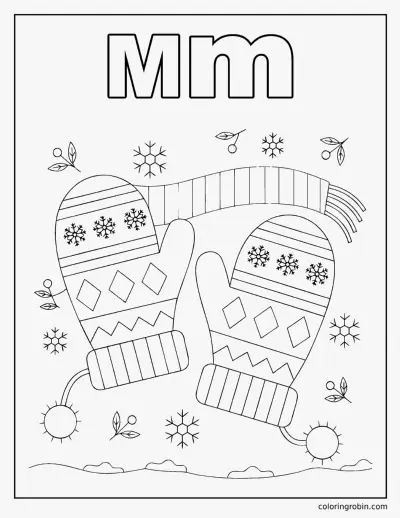 M Is for Mitten coloring page