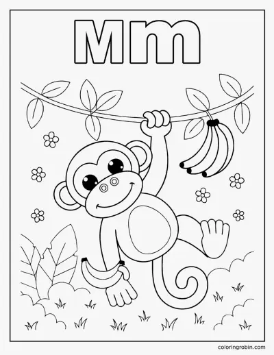 M Is for Monkey coloring page
