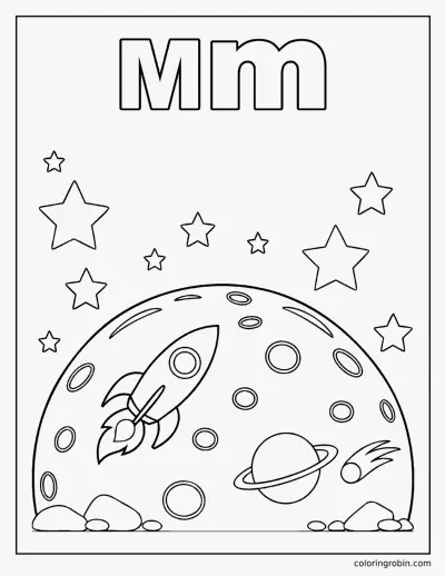 M Is for Moon coloring page
