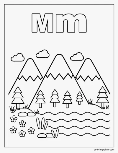M Is for Mountain coloring page