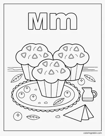 M Is for Muffin coloring page