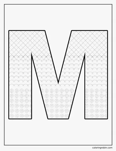 Patterned Letter M coloring page