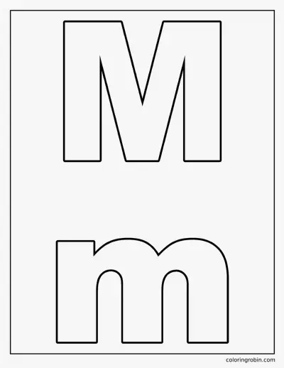Uppercase and Lowercase M coloring page