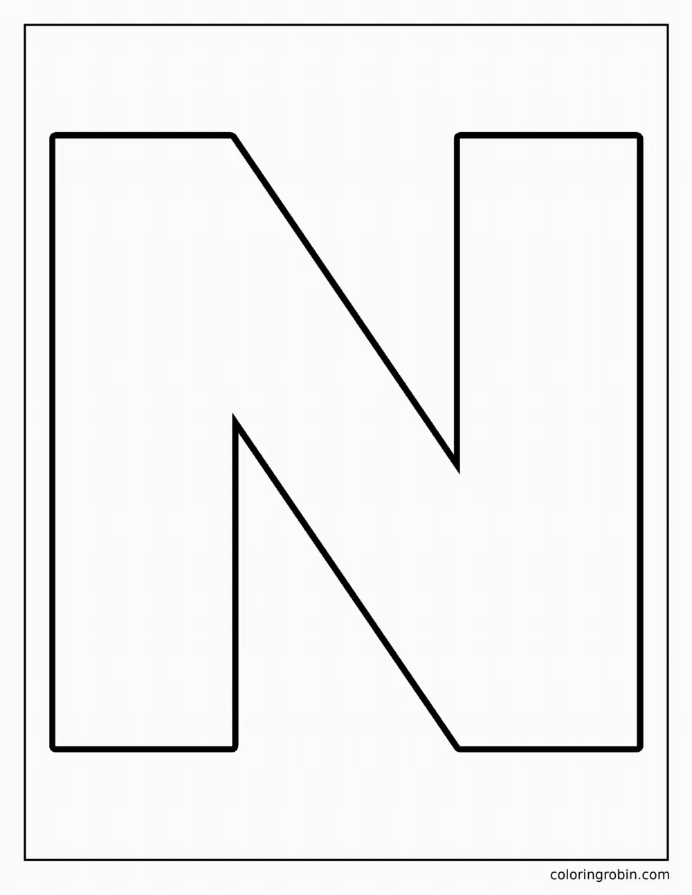 Big Uppercase N coloring page