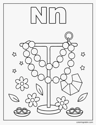 N Is for Necklace coloring page