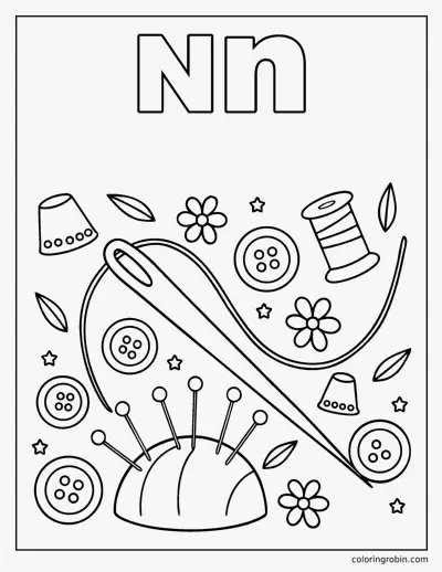 N Is for Needle coloring page