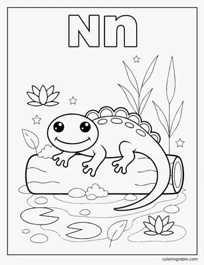 N Is for Newt coloring page