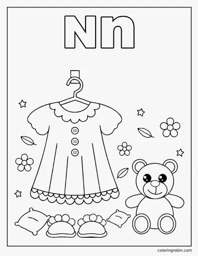 N Is for Nightgown coloring page