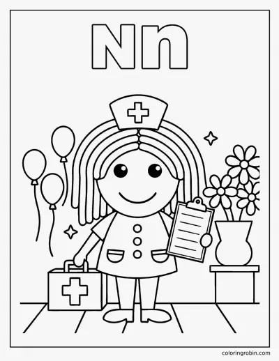 N Is for Nurse coloring page