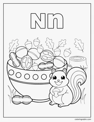 N Is for Nuts coloring page