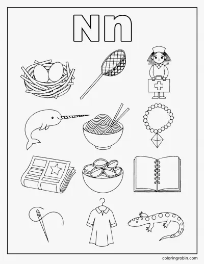 Twelve N Words coloring page