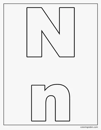 Uppercase and Lowercase N coloring page