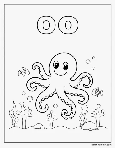 O Is for Octopus coloring page