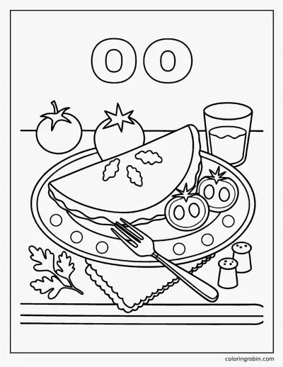 O Is for Omelette coloring page