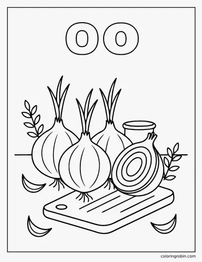 O Is for Onion coloring page